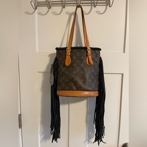 Vintage Boho Louis Vuitton Fringe Bucket Bag